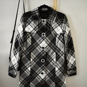 Axcess Black & White Plaid Trench Coat
